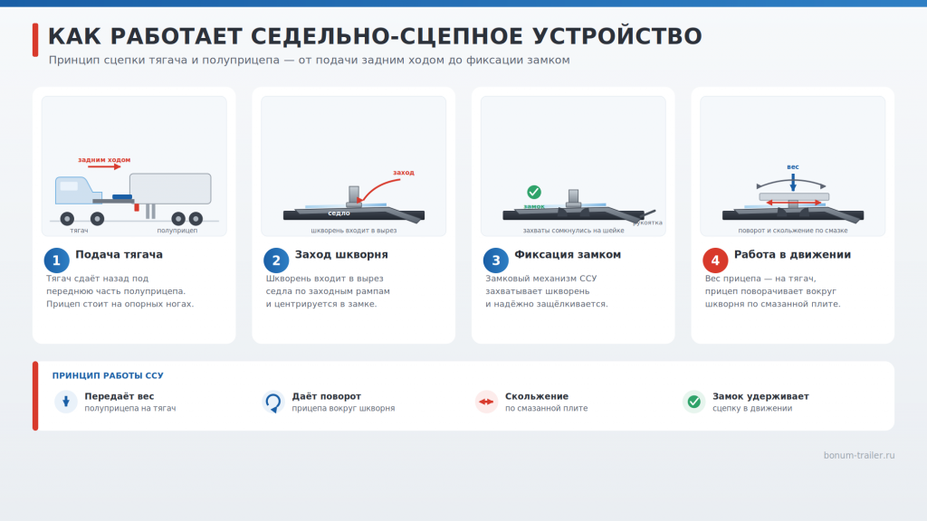 Как работает седельно-сцепное устройство